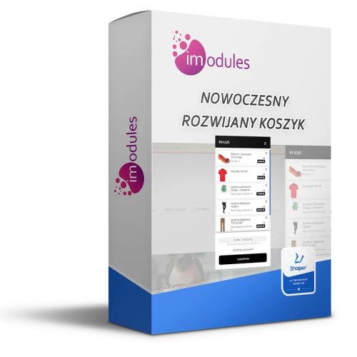 Nowoczesny rozwijany koszyk z informacją o darmowej dostawie