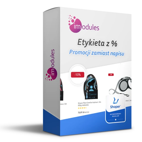 Etykieta z % zamiast napisu promocja