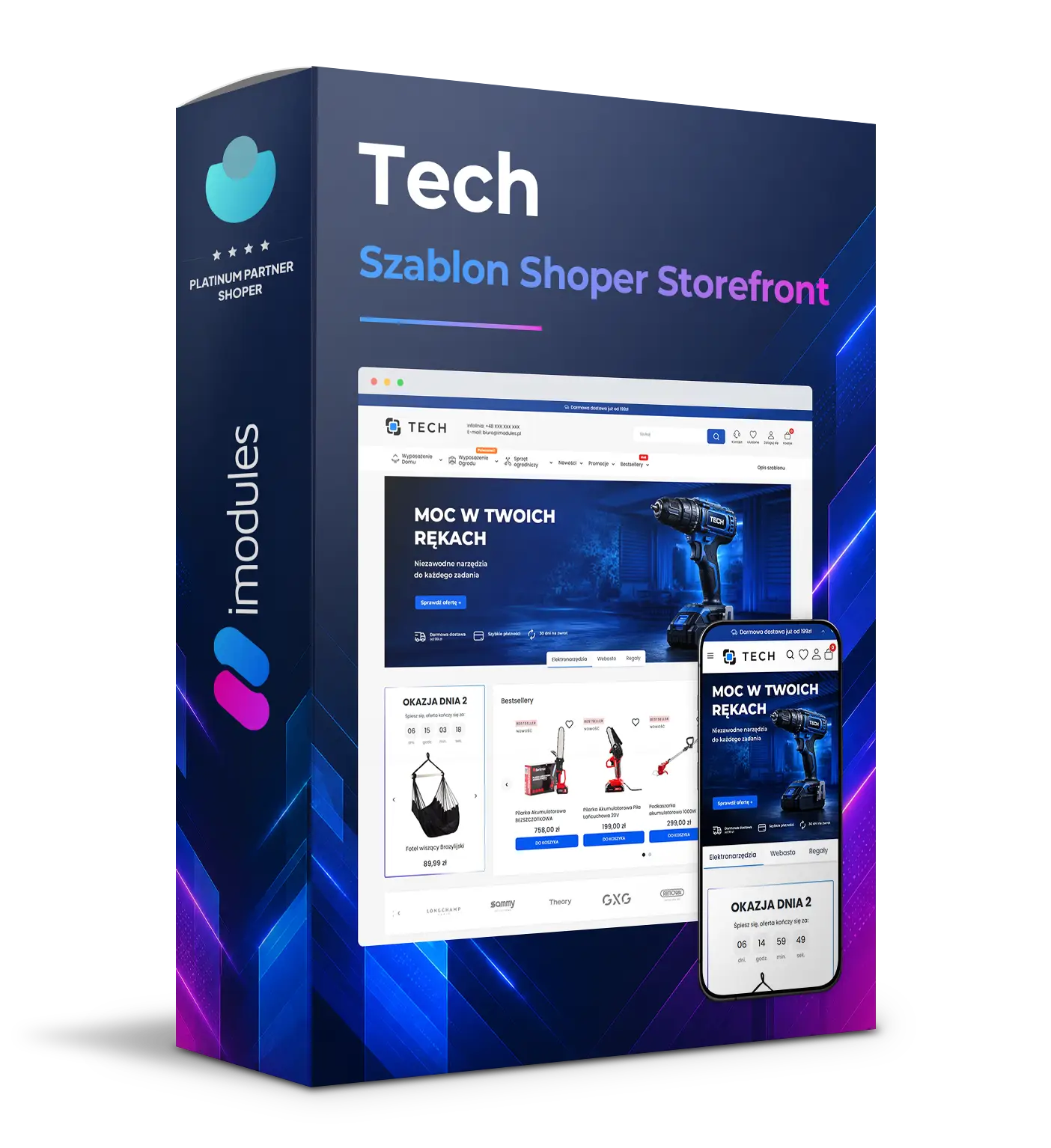 Szablon TECH Shoper Storefront dla sklepu z elektroniką, RTV i AGD