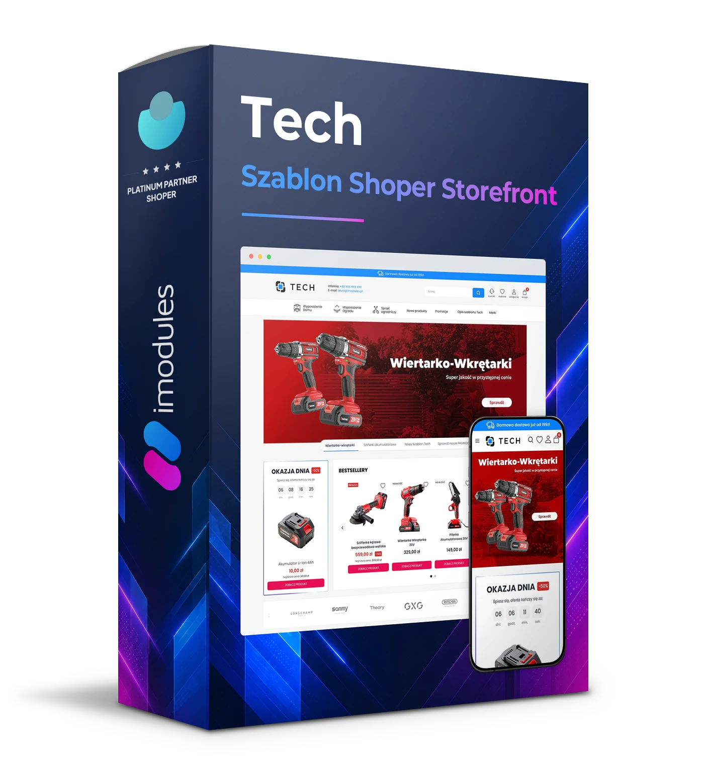 Szablon TECH Shoper Storefront dla sklepu z elektroniką, RTV i AGD
